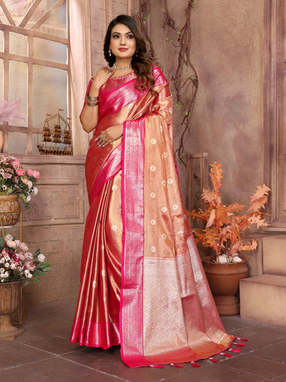 Preferable Tissue Silk Orange Color Saree By WTW