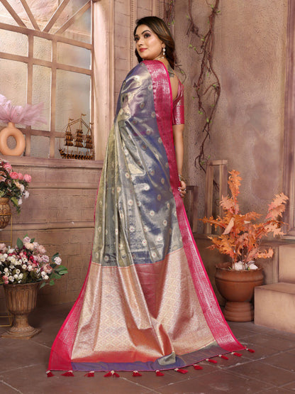 Preferable Tissue Silk Purple Color Saree By WTW