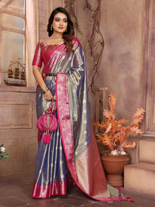 Preferable Tissue Silk Purple Color Saree By WTW
