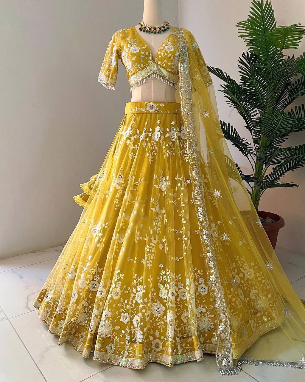 Amazing Soft Net Fabric Sequins Work Lehenga Choli For Women By WTW