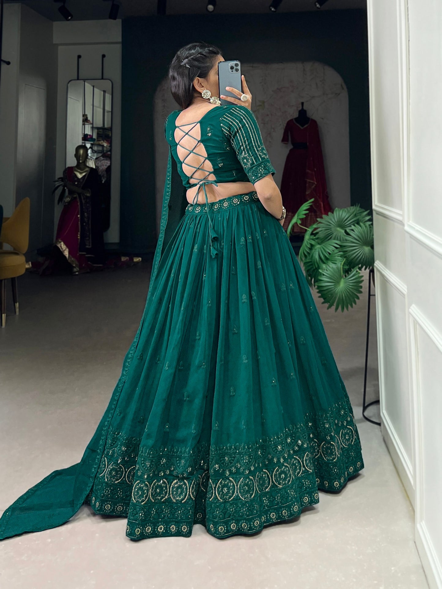 Navratri Garba Traditional Chanderi Lehnga Choli For Women's By WTW