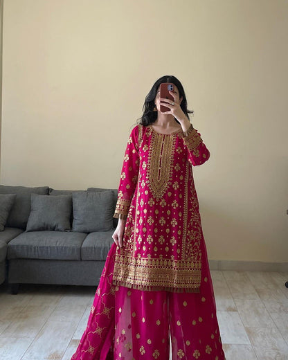Blissful Thread With Sequence Work Pink Color Sharara Suit By WTW