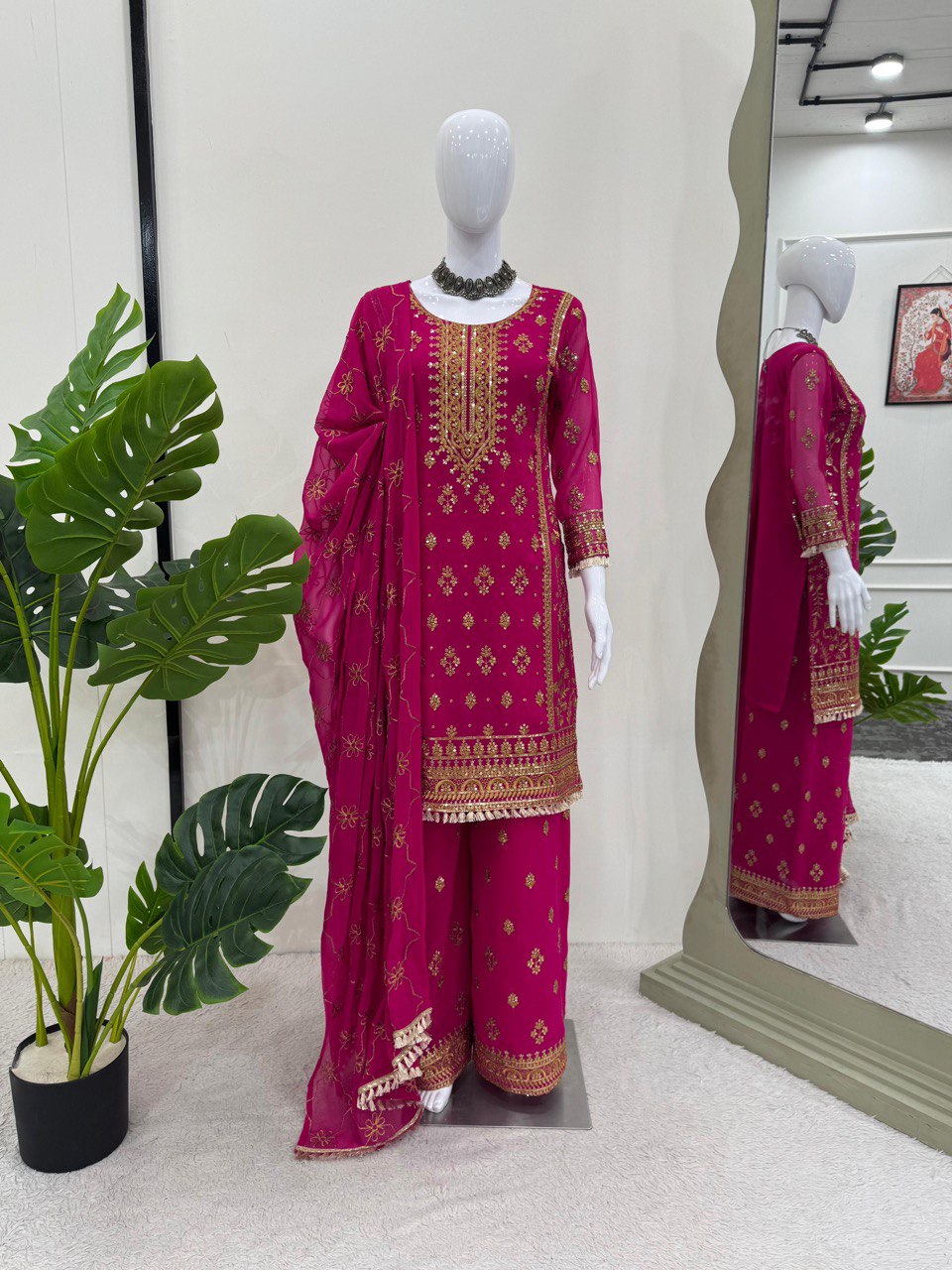 Blissful Thread With Sequence Work Pink Color Sharara Suit By WTW