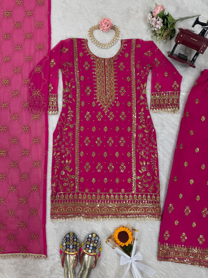 Blissful Thread With Sequence Work Pink Color Sharara Suit By WTW
