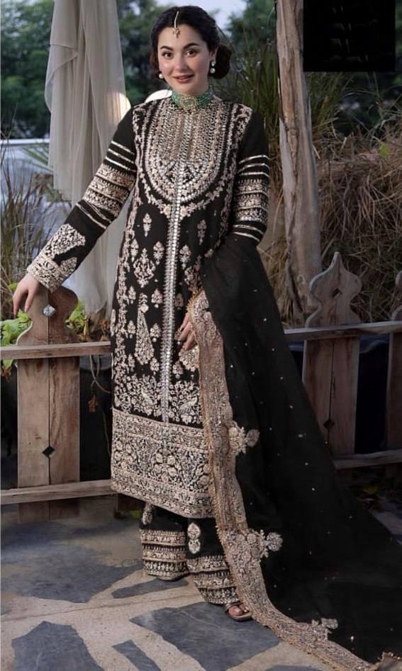 Black Pakistani Dress With Sequence Embroidery In Georgette With Dupatta By WTW