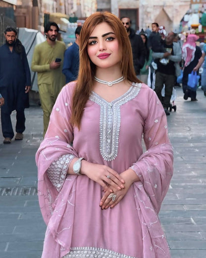 Designer Heavy Faux Georgette Silk Sharara Set With Sequins By WTW