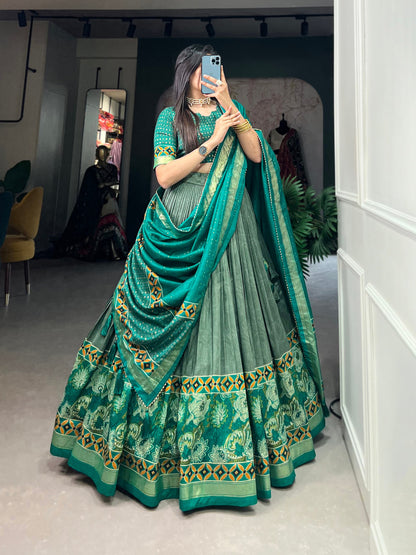 Tussar Silk Printed Lehenga Choli By WTW