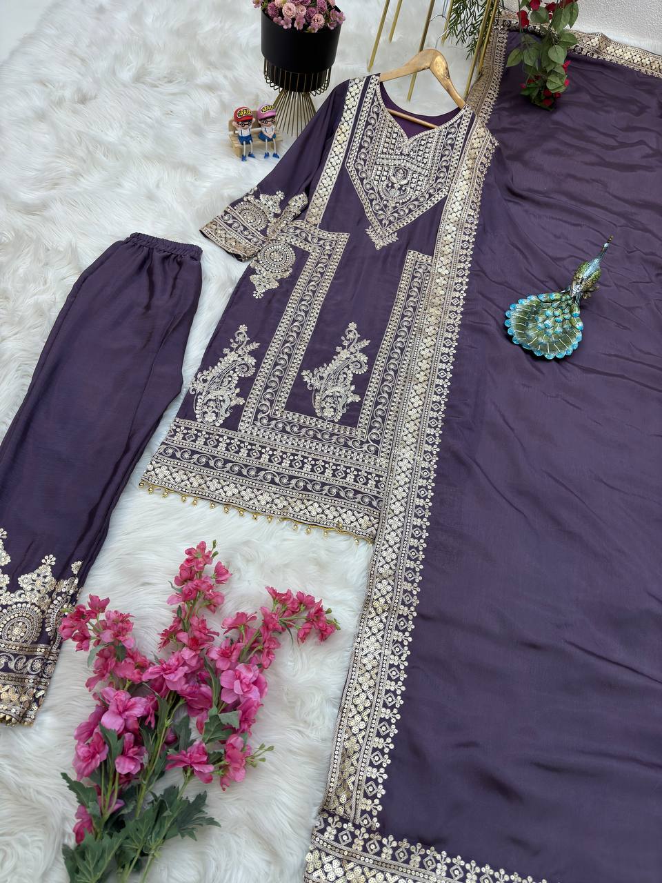 Beautiful Embroidery Work Onion Color Anrakali Suit By WTW