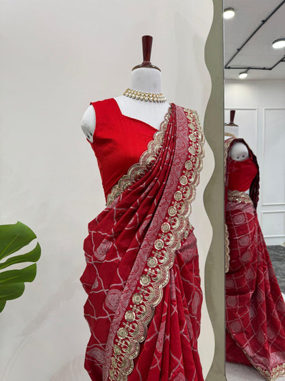 Maroon Saree In Kota Silk Jacquard With Cording And Sequence Lace Indian Saree By WTW