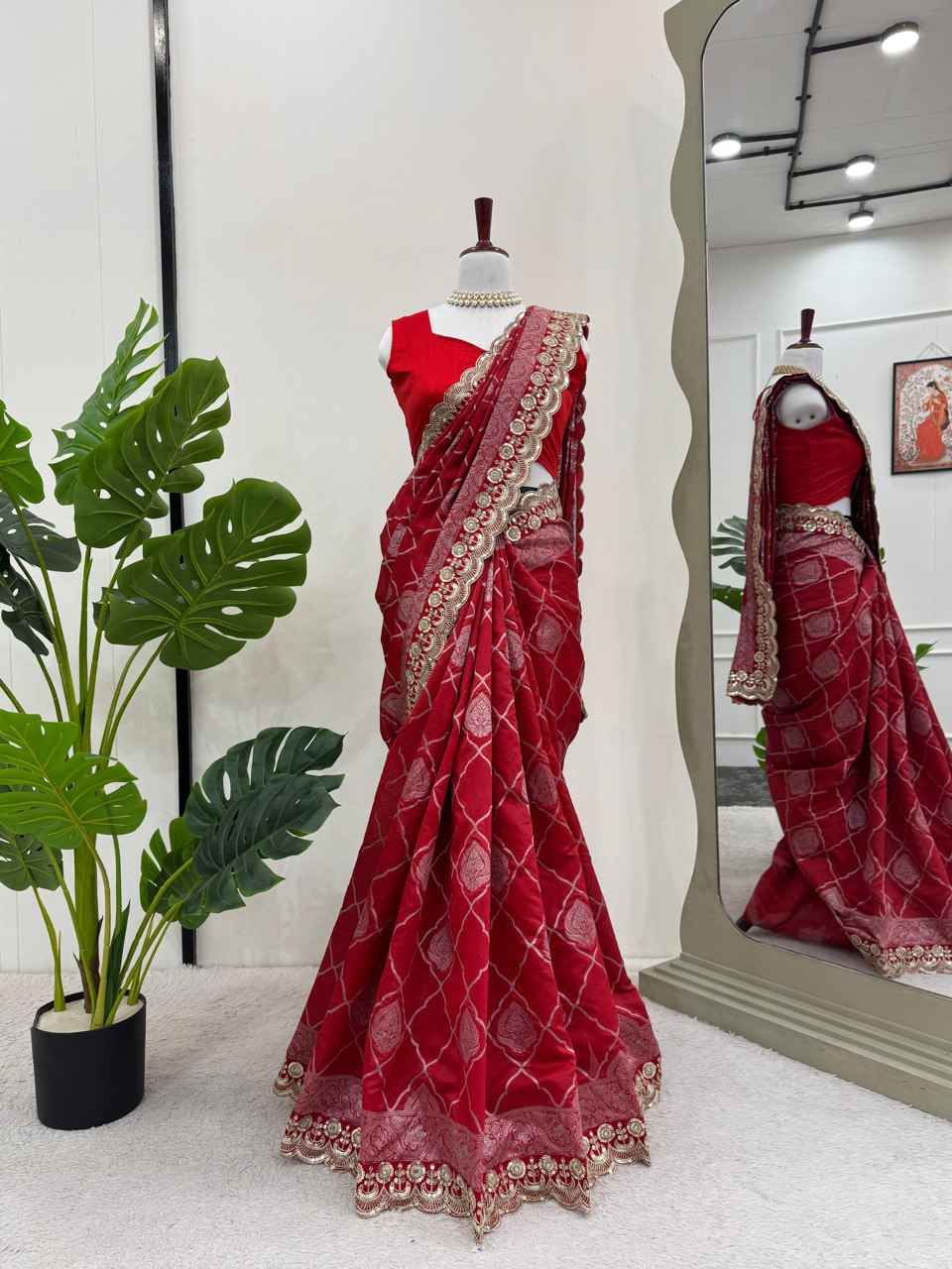 Maroon Saree In Kota Silk Jacquard With Cording And Sequence Lace Indian Saree By WTW