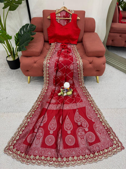 Maroon Saree In Kota Silk Jacquard With Cording And Sequence Lace Indian Saree By WTW