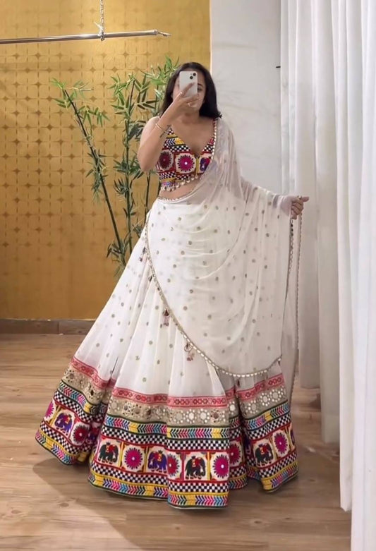 Stunning White Color Chinon Sequence Embroidery Lehenga Choli By WTW