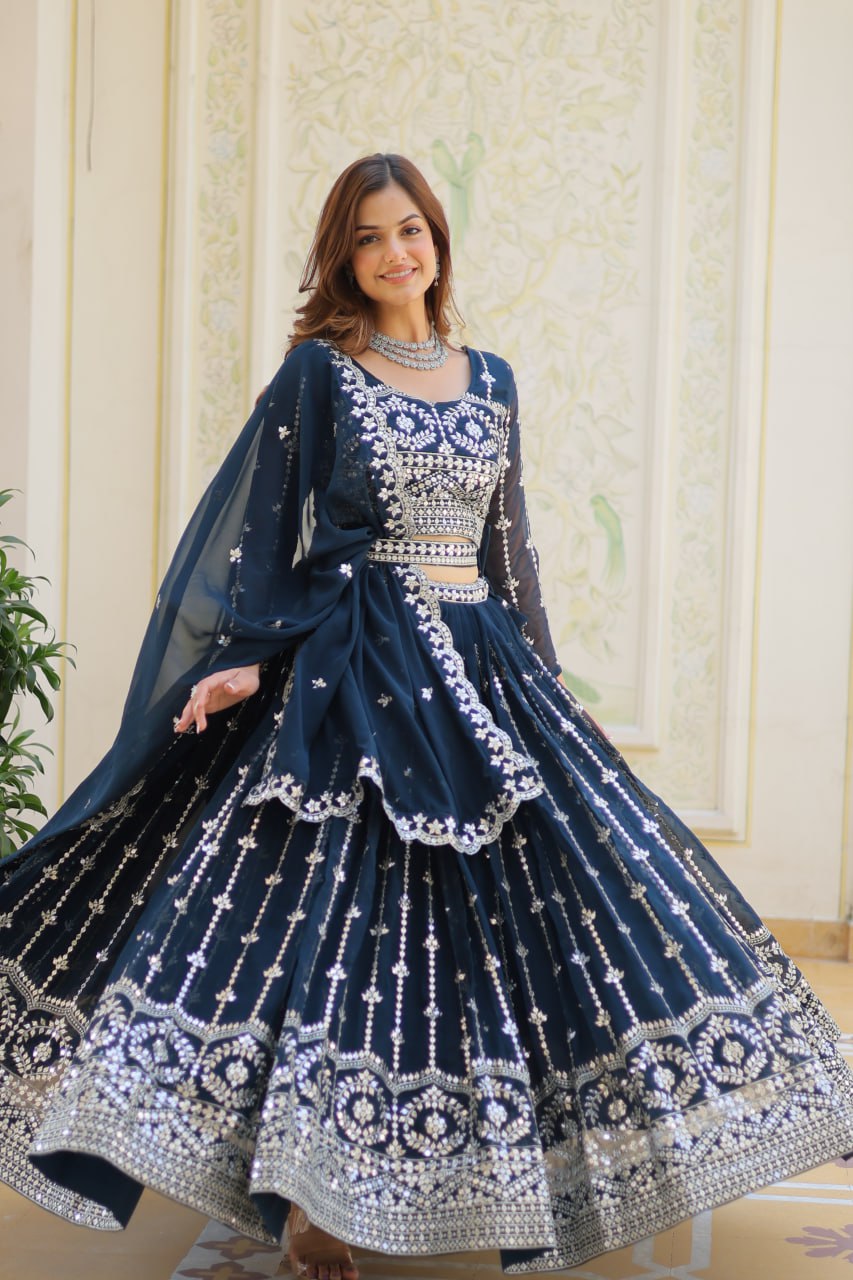 Heavy Fox Georgette Blue Lehnga Choli By WTW