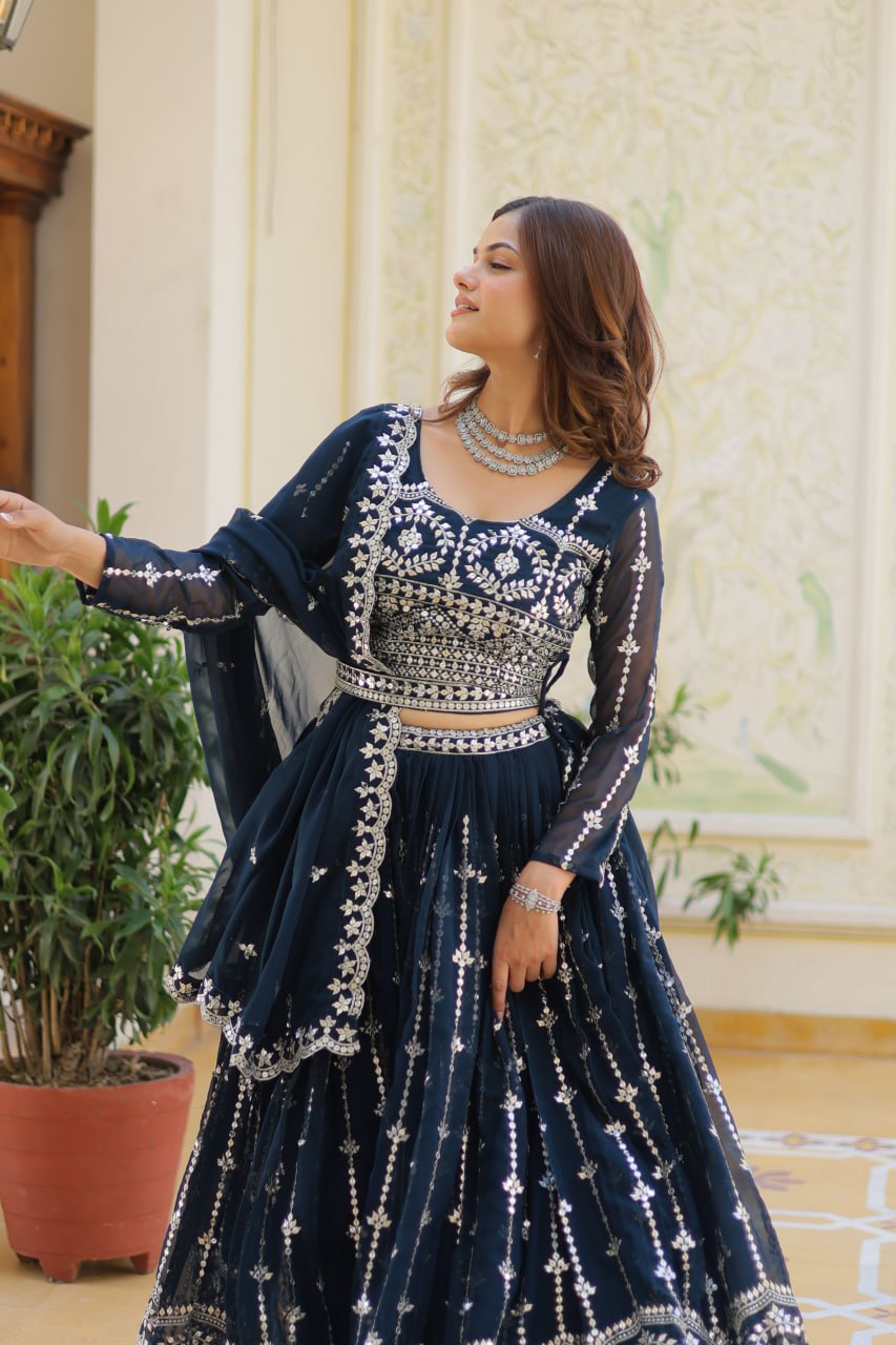 Heavy Fox Georgette Blue Lehnga Choli By WTW