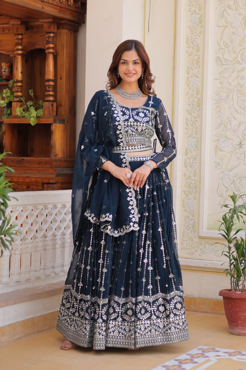 Heavy Fox Georgette Blue Lehnga Choli By WTW