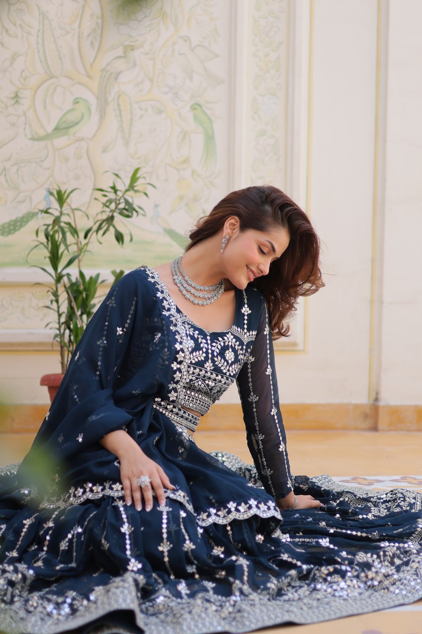 Heavy Fox Georgette Blue Lehnga Choli By WTW