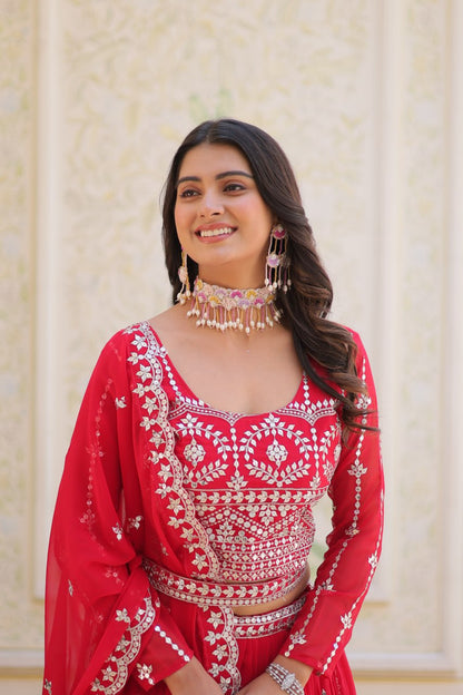 Heavy Fox Georgette Red Lehnga Choli By WTW