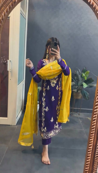 Designer Chinon Silk Readymade Suit By WTW