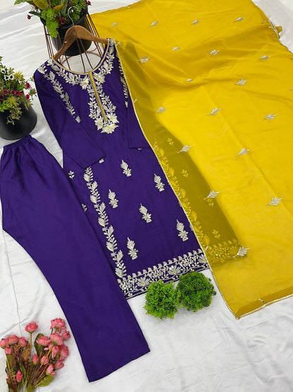 Designer Chinon Silk Readymade Suit By WTW