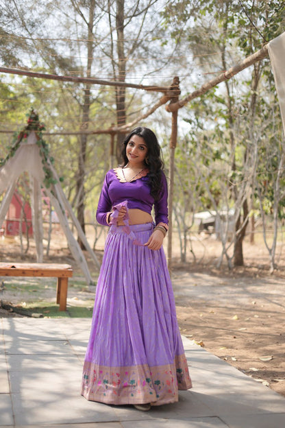 Woven Art Silk Lehenga In Light Purple By WTW