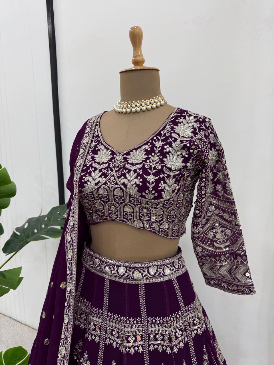 Faux Georgette Semi-stitched Lehenga Choli By WTW