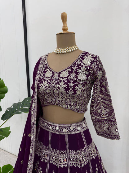 Faux Georgette Semi-stitched Lehenga Choli By WTW