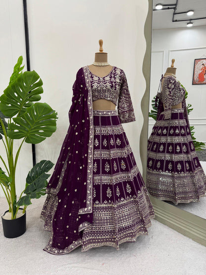 Faux Georgette Semi-stitched Lehenga Choli By WTW