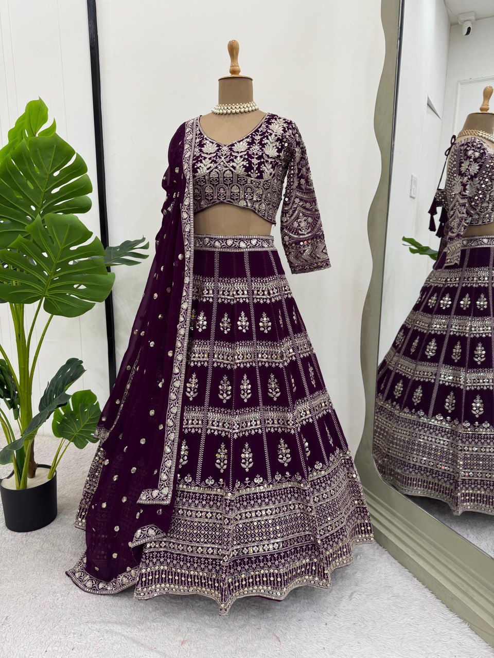 Faux Georgette Semi-stitched Lehenga Choli By WTW