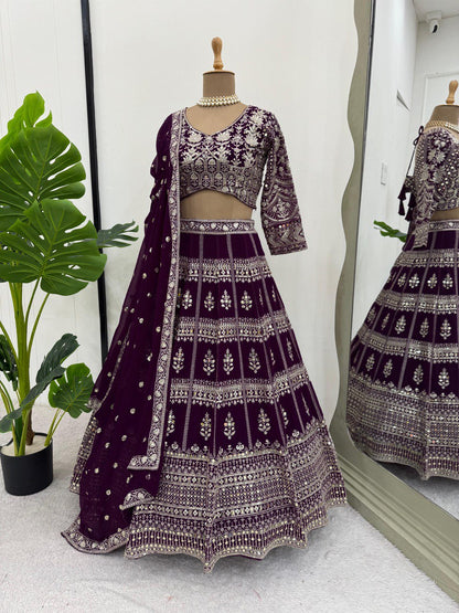 Faux Georgette Semi-stitched Lehenga Choli By WTW