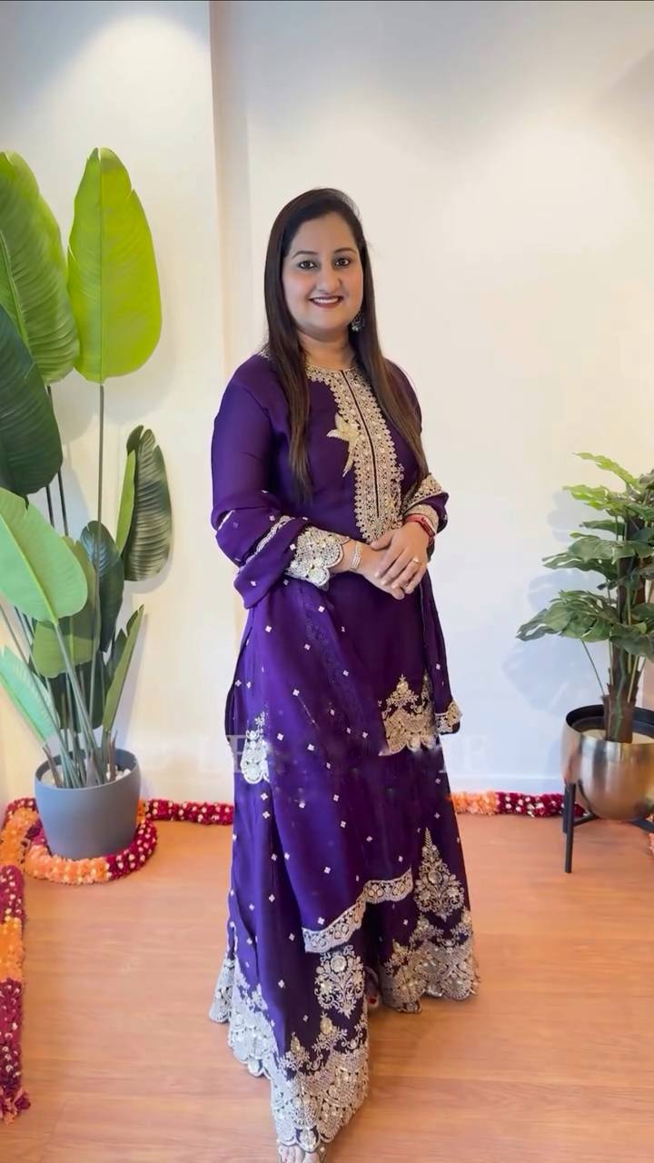 Pure Heavy Faux Georgette Blue Salwar Suit By WTW