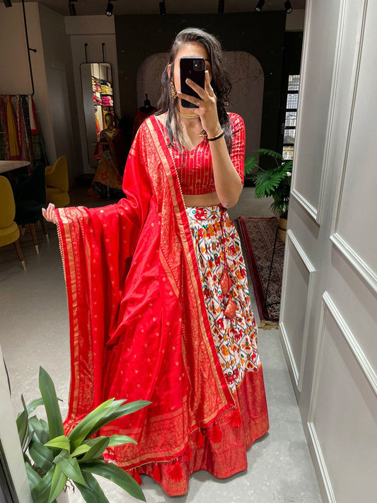 Red Dola Silk Lehenga and Choli By WTW