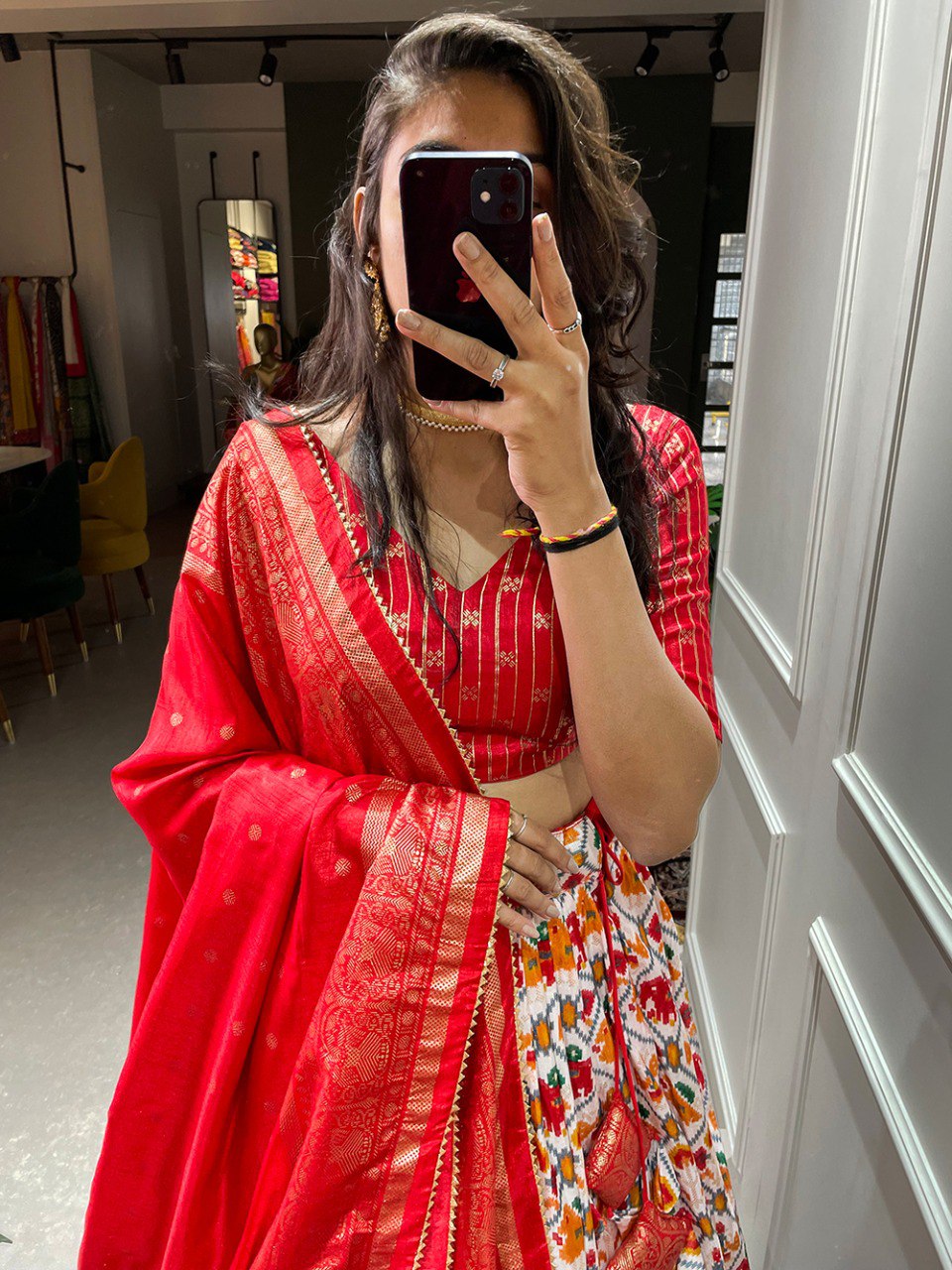 Red Dola Silk Lehenga and Choli By WTW