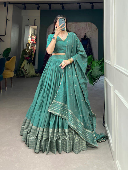 Fancy Chanderi Silk Weaving Work Lehenga Choli With Dupatta Mint By WTW