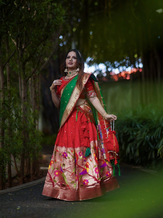 Woven Design Semi-stitched Lehenga & Unstitched Blouse With Dupatta By WTW