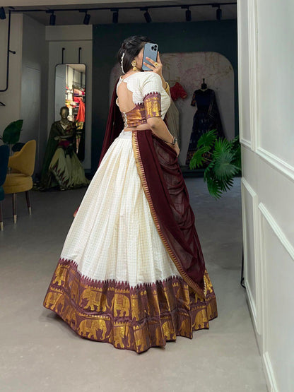 Beautiful Zari Weaving Work Semi-stitched Lehenga Choli By WTW