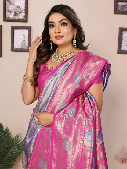 Preferable Banarasi Silk Purple & Pink Color Saree By WTW