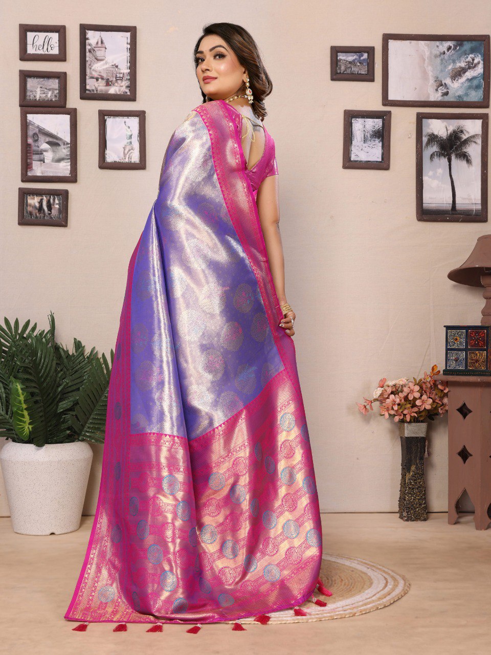 Preferable Banarasi Silk Purple & Pink Color Saree By WTW
