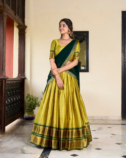 Cotton Silk Yellow Weaving Trendy Lehenga Choli By WTW