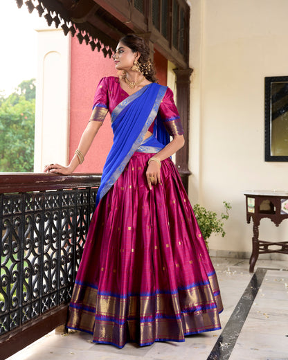 Graceful Pink Color Cotton Silk Weaving Paithani Concept Lehenga Choli By WTW