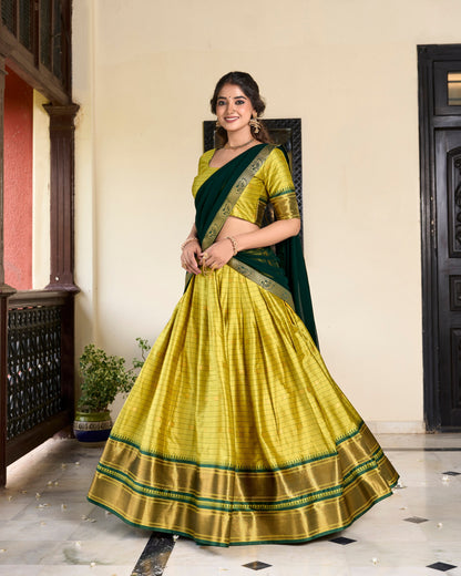 Cotton Silk Yellow Weaving Trendy Lehenga Choli By WTW