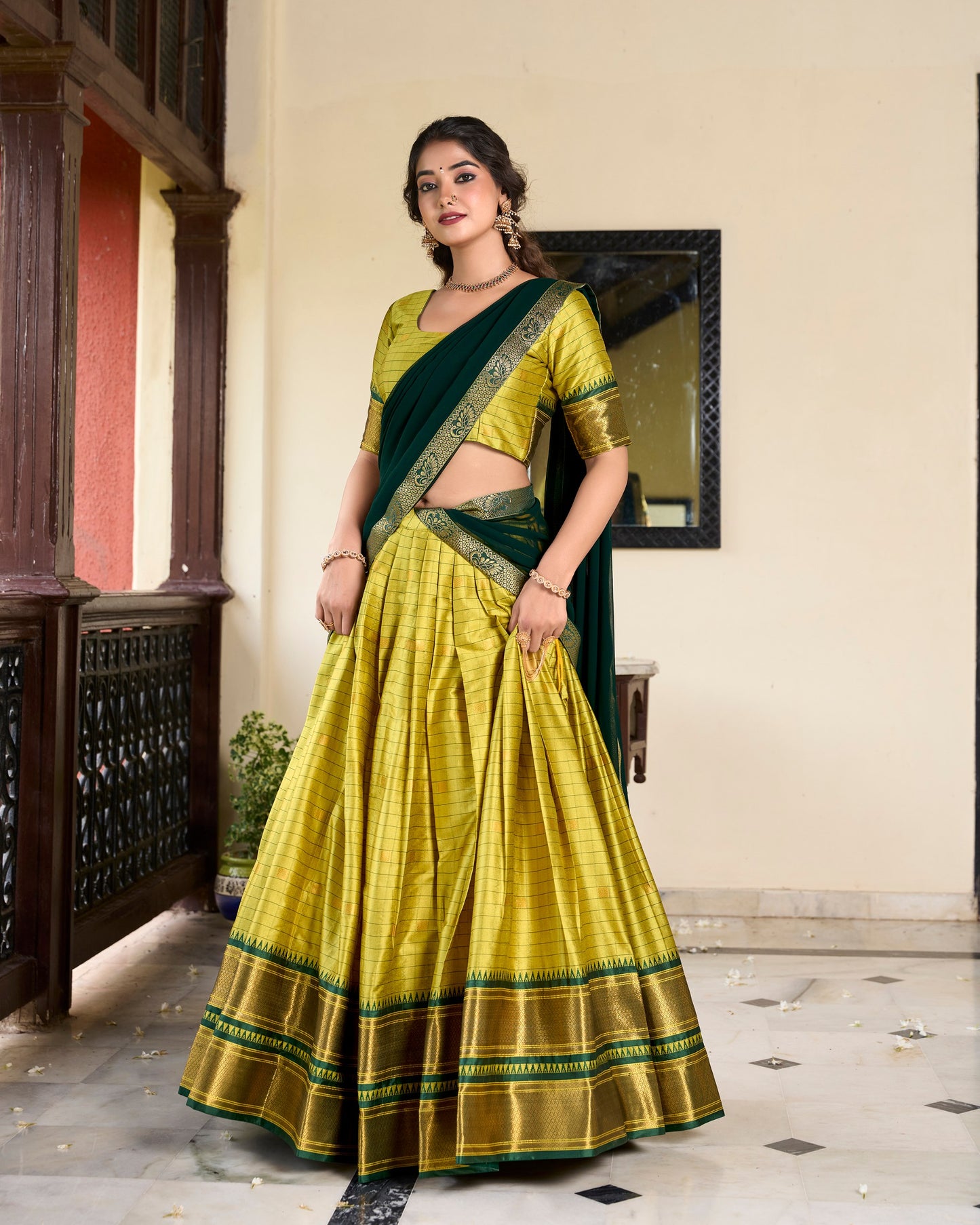 Cotton Silk Yellow Weaving Trendy Lehenga Choli By WTW