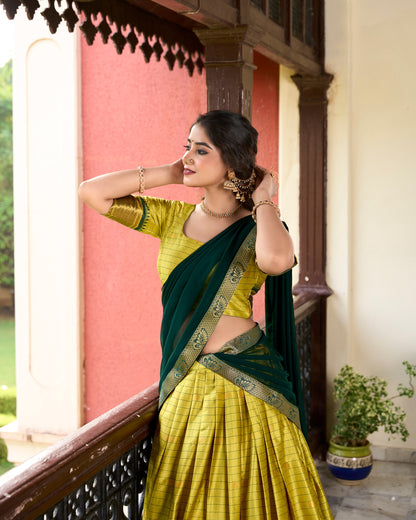 Cotton Silk Yellow Weaving Trendy Lehenga Choli By WTW