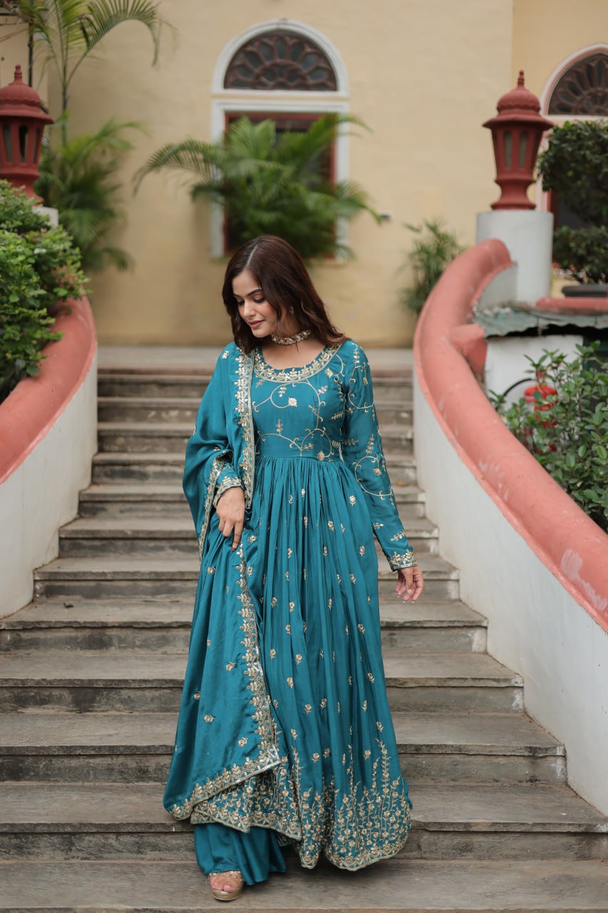 Rama Designer Long Gown Dress With Dupatta By WTW