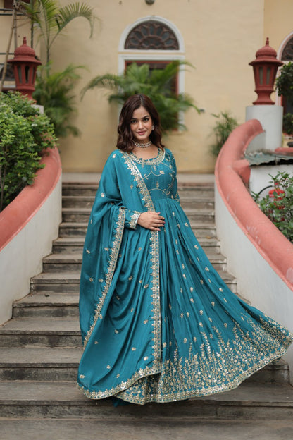 Rama Designer Long Gown Dress With Dupatta By WTW