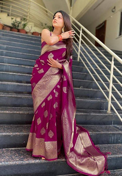Soft Jacquard Work Beautiful Printed Saree By WTW