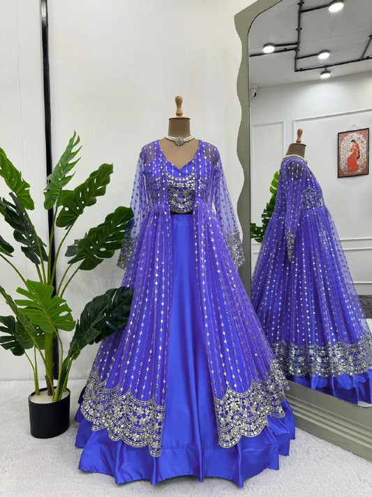 Beautiful Japan Satin Semi Stitched Lehenga Choli By WTW