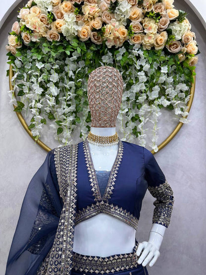 Charming Thread With Sequence Work Blue Color Lehenga Choli By WTW