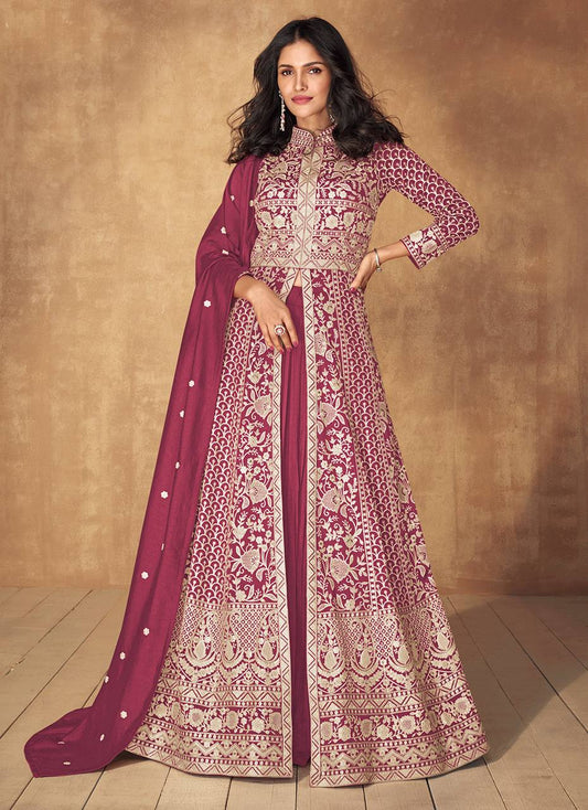 Silk Embroidered Anarkali Lehenga Party Wear By WTW