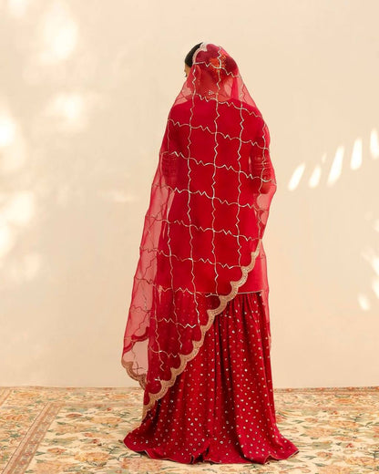 Red Color Designer Sharara Suit In Georgette With Sequence Embroidery Work By WTW