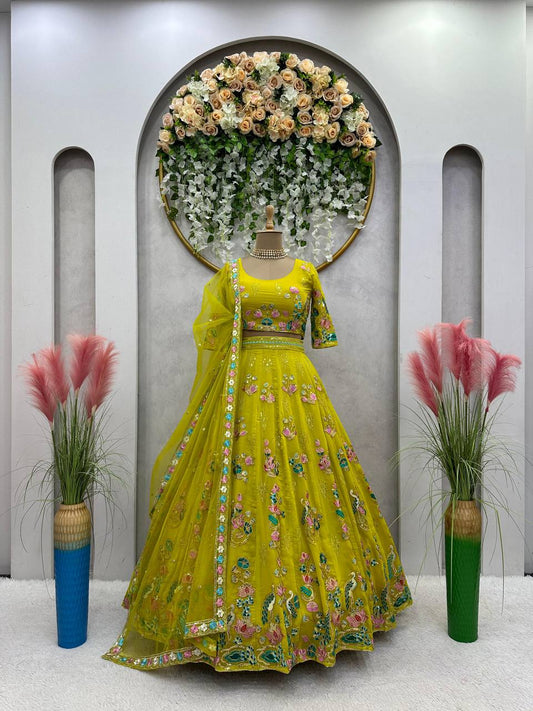 Designer Haldi Wear Heavy Work Yellow Color Lehenga Choli By WTW